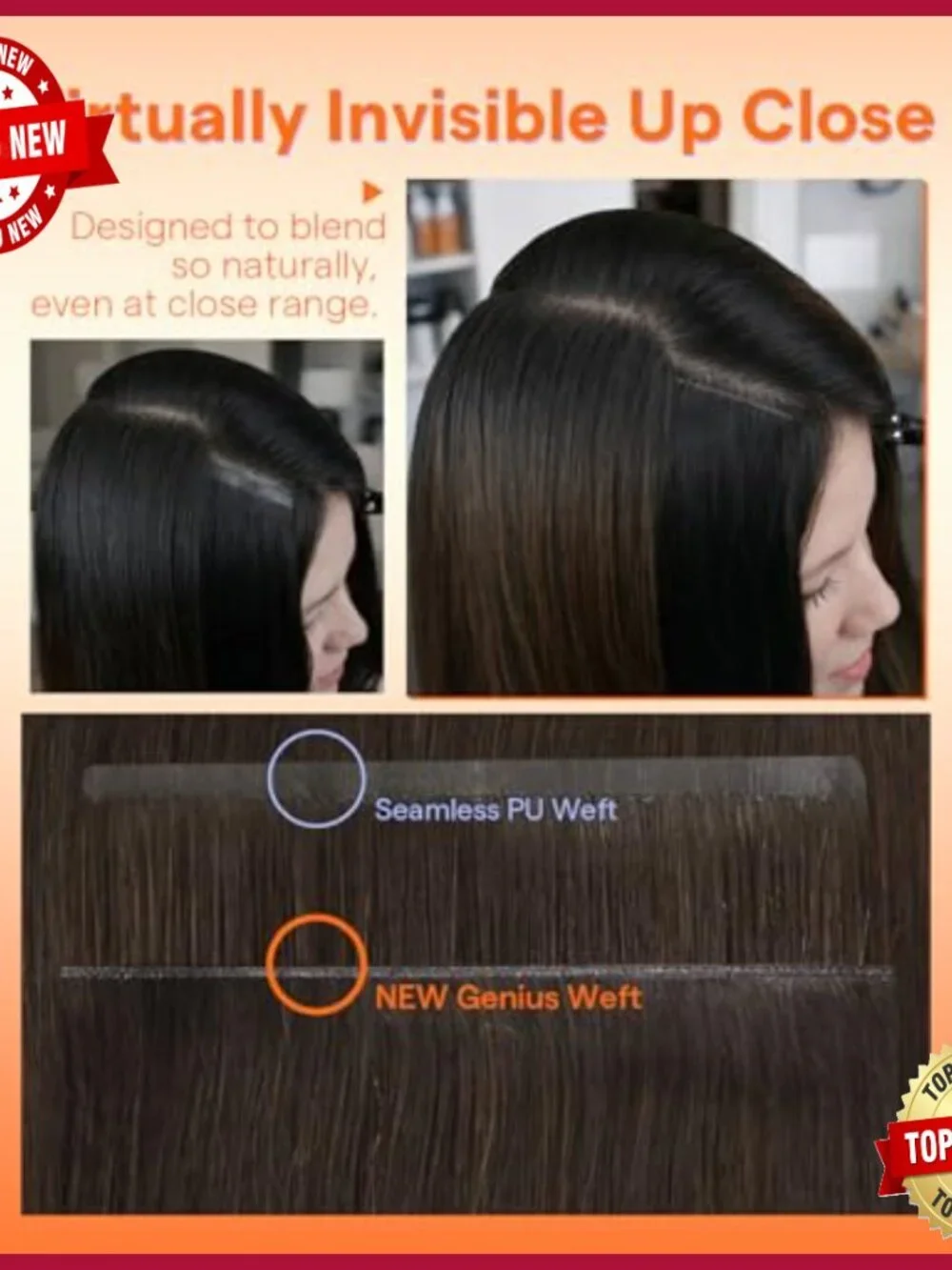 18 Inch Straight Human Hair Extensions, 7 Piece Clip-In Set for Volume